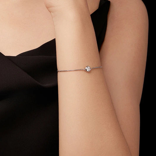 WOSTU Moissanite Solitaire Round Bracelet For Women , s925 Silver Diamound Cut Charm Bracelets Wedding Engagement Jewelry Gift