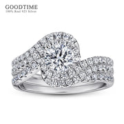 Ring Set For Women Lady Pure 100% 925 Sterling Silver Zircon Wedding  Engagement Twist Ring Jewelry Band For Party