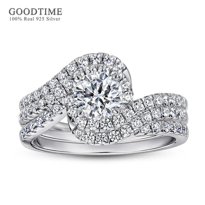Ring Set For Women Lady Pure 100% 925 Sterling Silver Zircon Wedding  Engagement Twist Ring Jewelry Band For Party