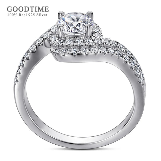 Ring Set For Women Lady Pure 100% 925 Sterling Silver Zircon Wedding  Engagement Twist Ring Jewelry Band For Party