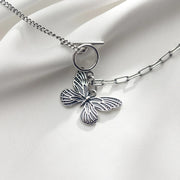 Real 925 Sterling Silver Retro Flying Butterfly Pendant Necklace for Women 2 Style Pendant Fine Jewelry 2020 Design
