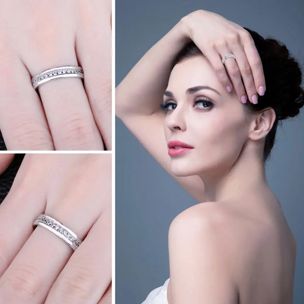 Jewelry Art  Solid 925 Sterling Silver Wedding Engagement Ring for Woman  CZ Simulated Diamond Band Ring Luxury Jewelry