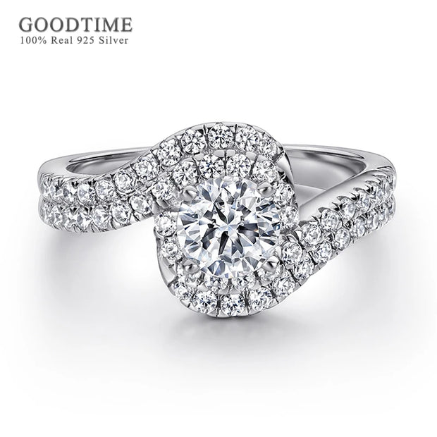 Ring Set For Women Lady Pure 100% 925 Sterling Silver Zircon Wedding  Engagement Twist Ring Jewelry Band For Party