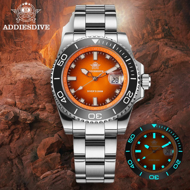 ADDIESDIVE 41mm Top Brand Sports Diver Watch Ceramic Bezel Colorful Dial  AD2089 Reloj Hombre 200m Waterproof NEW Quartz Watches