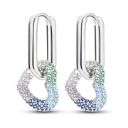Geometry Hoop Earrings Original 925 Silver Star Moon Circle U-shape Earrings For Women Love Heart Fine Jewelry Wedding Gift