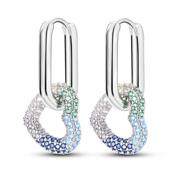 Geometry Hoop Earrings Original 925 Silver Star Moon Circle U-shape Earrings For Women Love Heart Fine Jewelry Wedding Gift