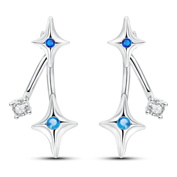Geometry Hoop Earrings Original 925 Silver Star Moon Circle U-shape Earrings For Women Love Heart Fine Jewelry Wedding Gift