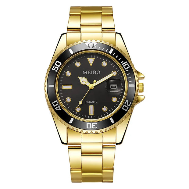 Stainless Steel Watch Men's European and American Business Leisure Quartz Watch Waterproof Outdoor Sports Watch