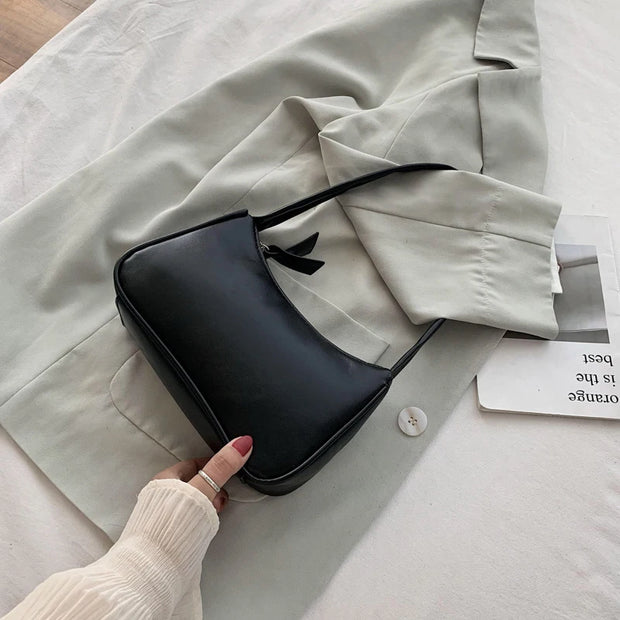 Retro Forearm Bag Women's Bow Handbag PU Leather Bag For Outdoor shopping