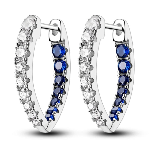 Geometry Hoop Earrings Original 925 Silver Star Moon Circle U-shape Earrings For Women Love Heart Fine Jewelry Wedding Gift