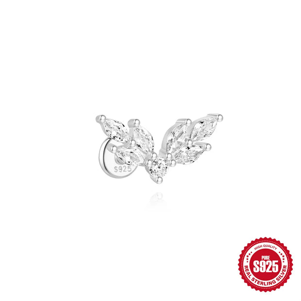 CANNER 1pc 925 Silver Horse Eye Stars Flower studs For Women 18K Gold Flat Head Threaded Puncture Ear Bone Ins Fine Jewelry
