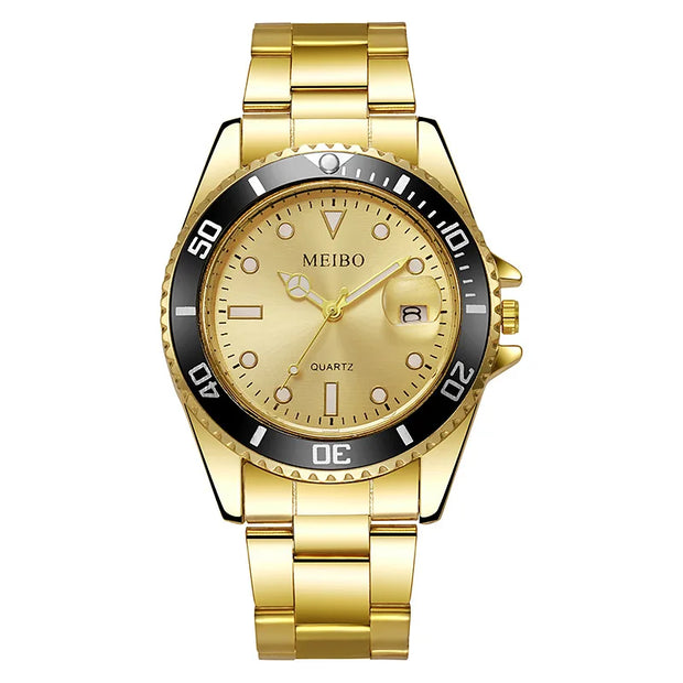 Stainless Steel Watch Men's European and American Business Leisure Quartz Watch Waterproof Outdoor Sports Watch