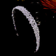 Luxury CZ Headbands Silver Color Bridal Crowns Elegant Headwear Wedding Hair Accessories Party Jewelry Bridesmaid Gift