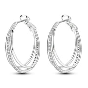 Geometry Hoop Earrings Original 925 Silver Star Moon Circle U-shape Earrings For Women Love Heart Fine Jewelry Wedding Gift