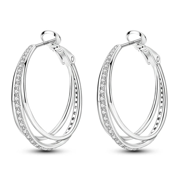Geometry Hoop Earrings Original 925 Silver Star Moon Circle U-shape Earrings For Women Love Heart Fine Jewelry Wedding Gift