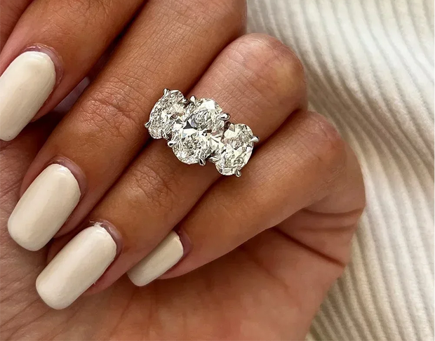 3/6cttw Real Moissanite Engagement Ring with Certificate 3-Stone Oval Cut Diamond Wedding Ring for Women 925 Silver Fine Jewelry