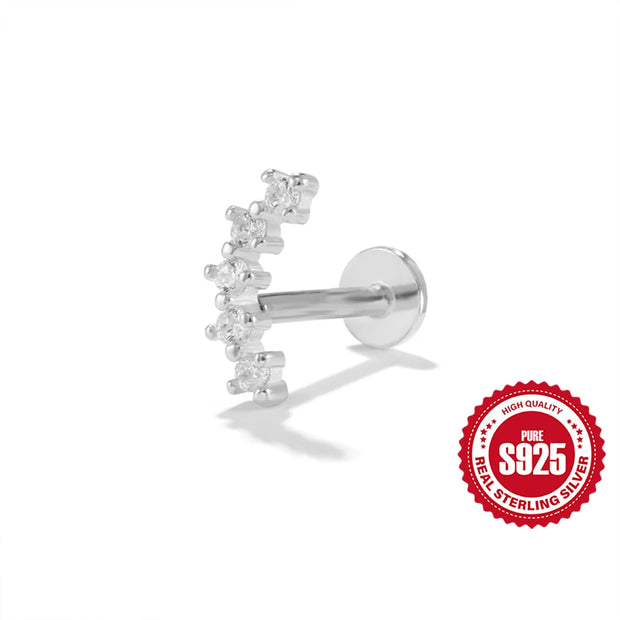 CANNER 1pc 925 Silver Horse Eye Stars Flower studs For Women 18K Gold Flat Head Threaded Puncture Ear Bone Ins Fine Jewelry