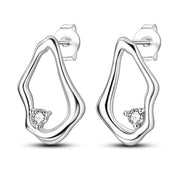 Geometry Hoop Earrings Original 925 Silver Star Moon Circle U-shape Earrings For Women Love Heart Fine Jewelry Wedding Gift