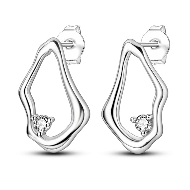 Geometry Hoop Earrings Original 925 Silver Star Moon Circle U-shape Earrings For Women Love Heart Fine Jewelry Wedding Gift