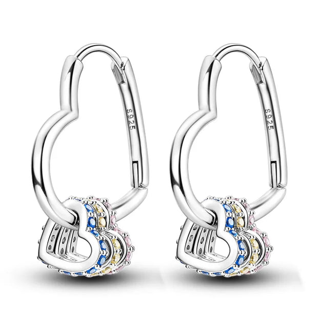 Geometry Hoop Earrings Original 925 Silver Star Moon Circle U-shape Earrings For Women Love Heart Fine Jewelry Wedding Gift
