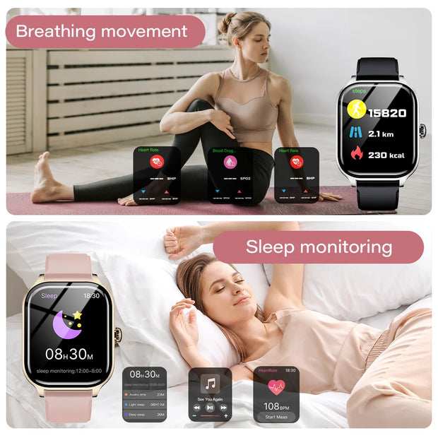 2025 New Smart Watch Bluetooth Call Message Reminder 24 Hour Health Monitoring Smart Watch Gift for Men and Women