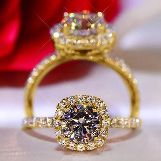 2CT D Color Moissanite Ring s925 Sterling Silver Brilliant Diamond Halo Engagement Rings for Women Fine Jewelry Gifts