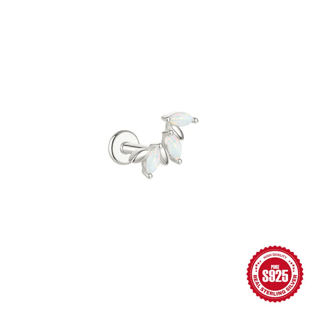 CANNER 1pc 925 Silver Horse Eye Stars Flower studs For Women 18K Gold Flat Head Threaded Puncture Ear Bone Ins Fine Jewelry