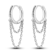Geometry Hoop Earrings Original 925 Silver Star Moon Circle U-shape Earrings For Women Love Heart Fine Jewelry Wedding Gift