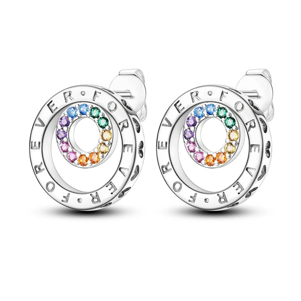 Geometry Hoop Earrings Original 925 Silver Star Moon Circle U-shape Earrings For Women Love Heart Fine Jewelry Wedding Gift