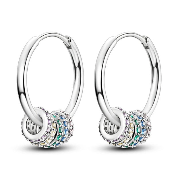 Geometry Hoop Earrings Original 925 Silver Star Moon Circle U-shape Earrings For Women Love Heart Fine Jewelry Wedding Gift
