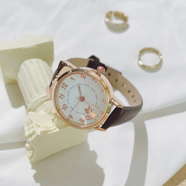 Luminous Kids Children Watch Digital Round Dial Children Watch Leather Strap Quartz Watches Kid Girls Clock Relogio Montre Reloj