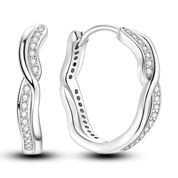 Geometry Hoop Earrings Original 925 Silver Star Moon Circle U-shape Earrings For Women Love Heart Fine Jewelry Wedding Gift