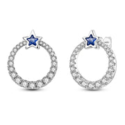 Geometry Hoop Earrings Original 925 Silver Star Moon Circle U-shape Earrings For Women Love Heart Fine Jewelry Wedding Gift