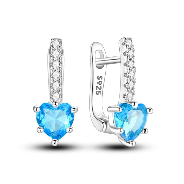 Geometry Hoop Earrings Original 925 Silver Star Moon Circle U-shape Earrings For Women Love Heart Fine Jewelry Wedding Gift