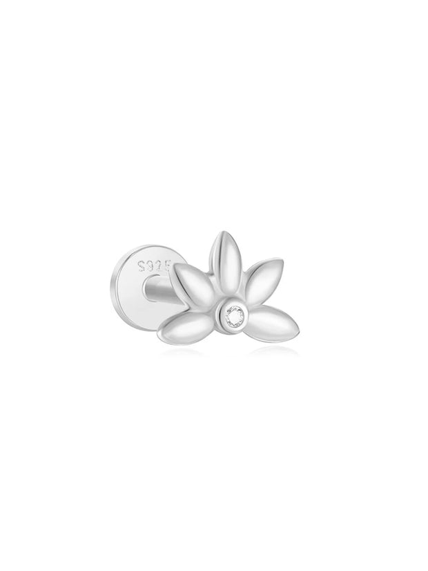 CANNER 1pc 925 Silver Horse Eye Stars Flower studs For Women 18K Gold Flat Head Threaded Puncture Ear Bone Ins Fine Jewelry