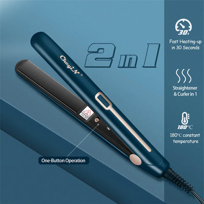 Mini Hair Flat Iron 2 in 1 Hair Straightener and Curler Portable Straightening Iron Constant Temperature