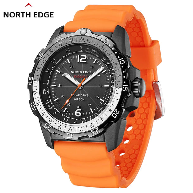 NORTH EDGE EVOQUE 2 Men Digital Military Watch Waterproof 50M Men's Sport Wristwatches Solar Power Luminous Enviormentally Clock