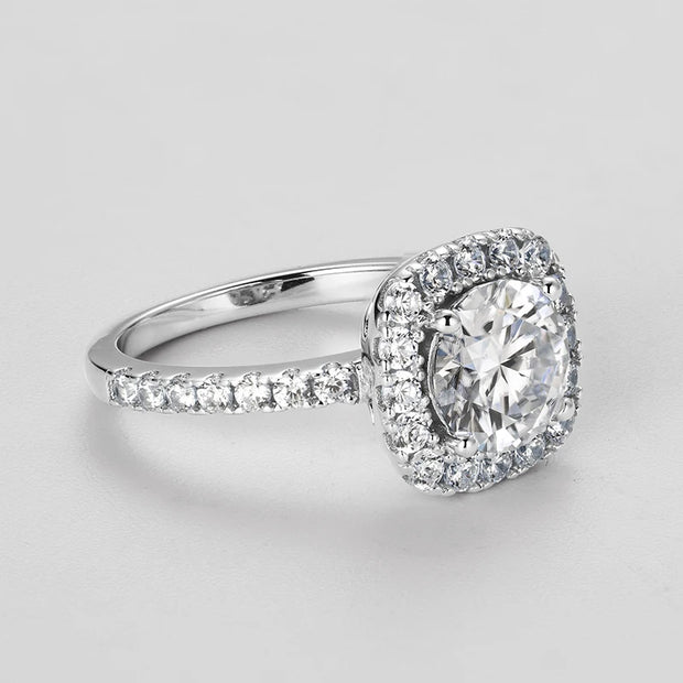 2CT D Color Moissanite Ring s925 Sterling Silver Brilliant Diamond Halo Engagement Rings for Women Fine Jewelry Gifts