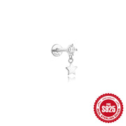 CANNER 1pc 925 Silver Horse Eye Stars Flower studs For Women 18K Gold Flat Head Threaded Puncture Ear Bone Ins Fine Jewelry