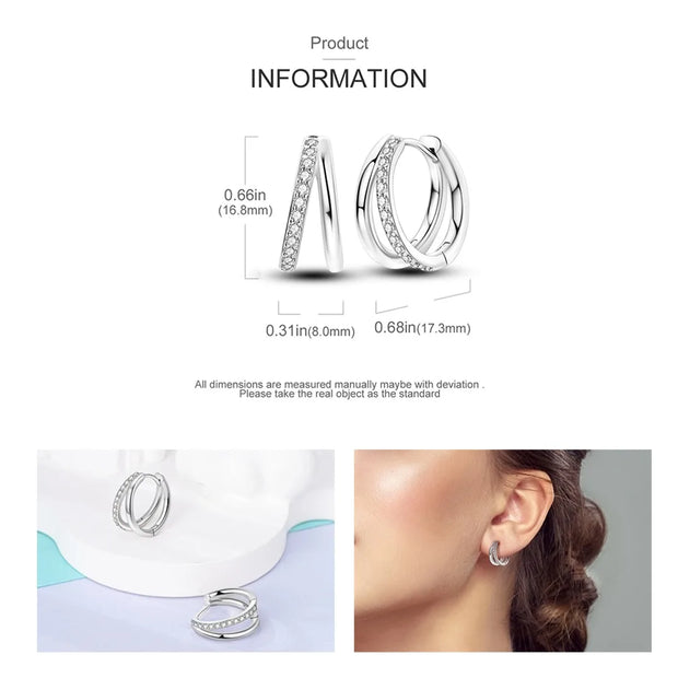 Geometry Hoop Earrings Original 925 Silver Star Moon Circle U-shape Earrings For Women Love Heart Fine Jewelry Wedding Gift