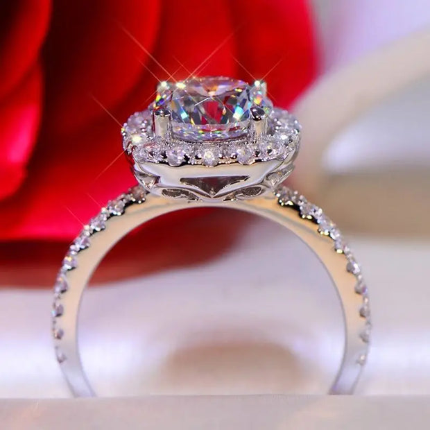 2CT D Color Moissanite Ring s925 Sterling Silver Brilliant Diamond Halo Engagement Rings for Women Fine Jewelry Gifts