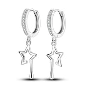 Geometry Hoop Earrings Original 925 Silver Star Moon Circle U-shape Earrings For Women Love Heart Fine Jewelry Wedding Gift