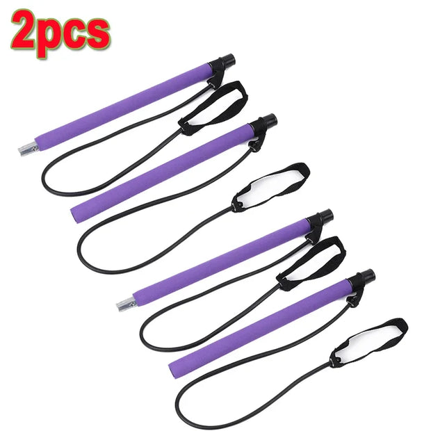 1-2pcs Pilates Bar Kit with Resistance Bands,3-Section Pilates Bar with Stackable Bands Workout Equipment for Legs,Hip,Waist,Arm