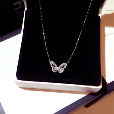 Ins Sweet 45CM Lenght 925 Sterling Silver Nimble Butterfly Pendant Link Chain Necklace for Women Small Crowd Design Bijoux