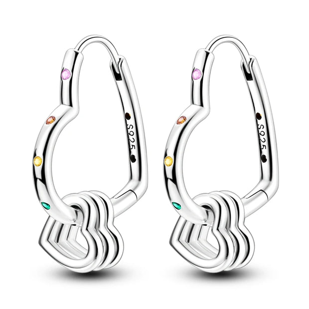 Geometry Hoop Earrings Original 925 Silver Star Moon Circle U-shape Earrings For Women Love Heart Fine Jewelry Wedding Gift