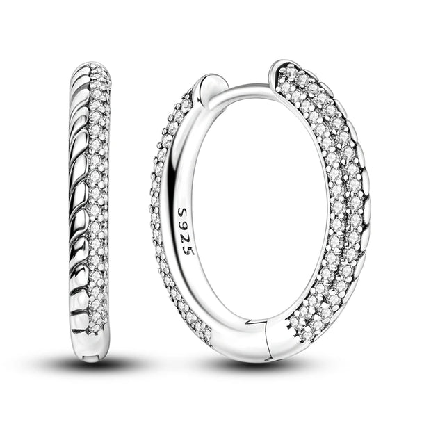 Geometry Hoop Earrings Original 925 Silver Star Moon Circle U-shape Earrings For Women Love Heart Fine Jewelry Wedding Gift