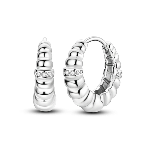 Geometry Hoop Earrings Original 925 Silver Star Moon Circle U-shape Earrings For Women Love Heart Fine Jewelry Wedding Gift