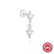 CANNER 1pc 925 Silver Horse Eye Stars Flower studs For Women 18K Gold Flat Head Threaded Puncture Ear Bone Ins Fine Jewelry