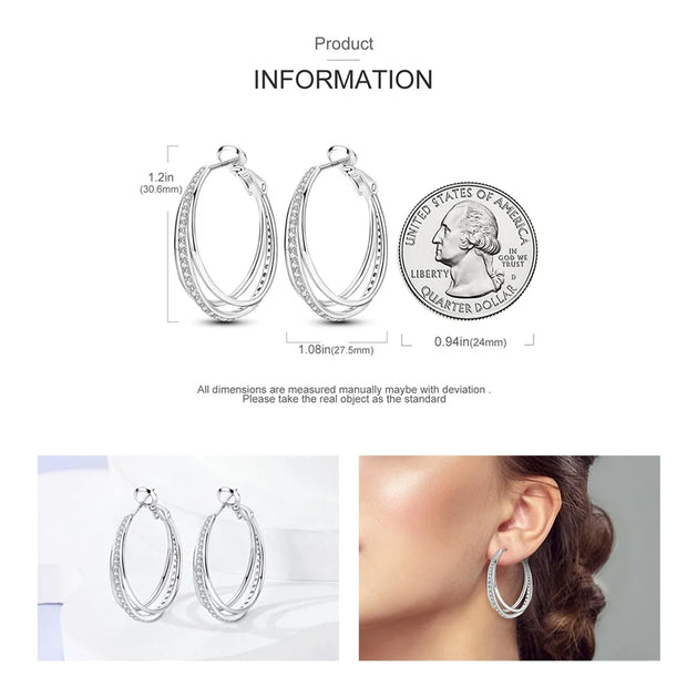 Geometry Hoop Earrings Original 925 Silver Star Moon Circle U-shape Earrings For Women Love Heart Fine Jewelry Wedding Gift