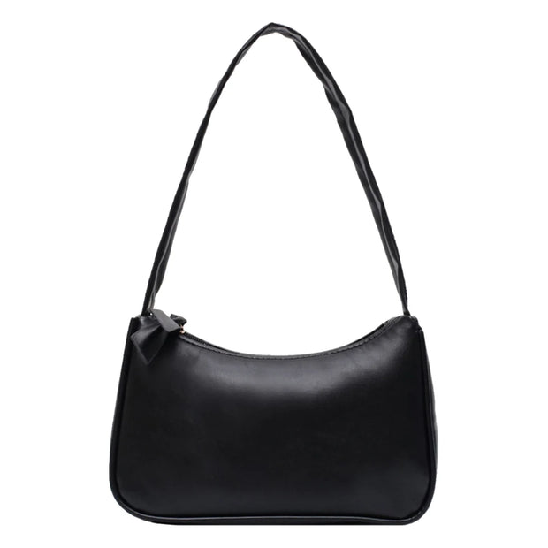 Retro Forearm Bag Women's Bow Handbag PU Leather Bag For Outdoor shopping